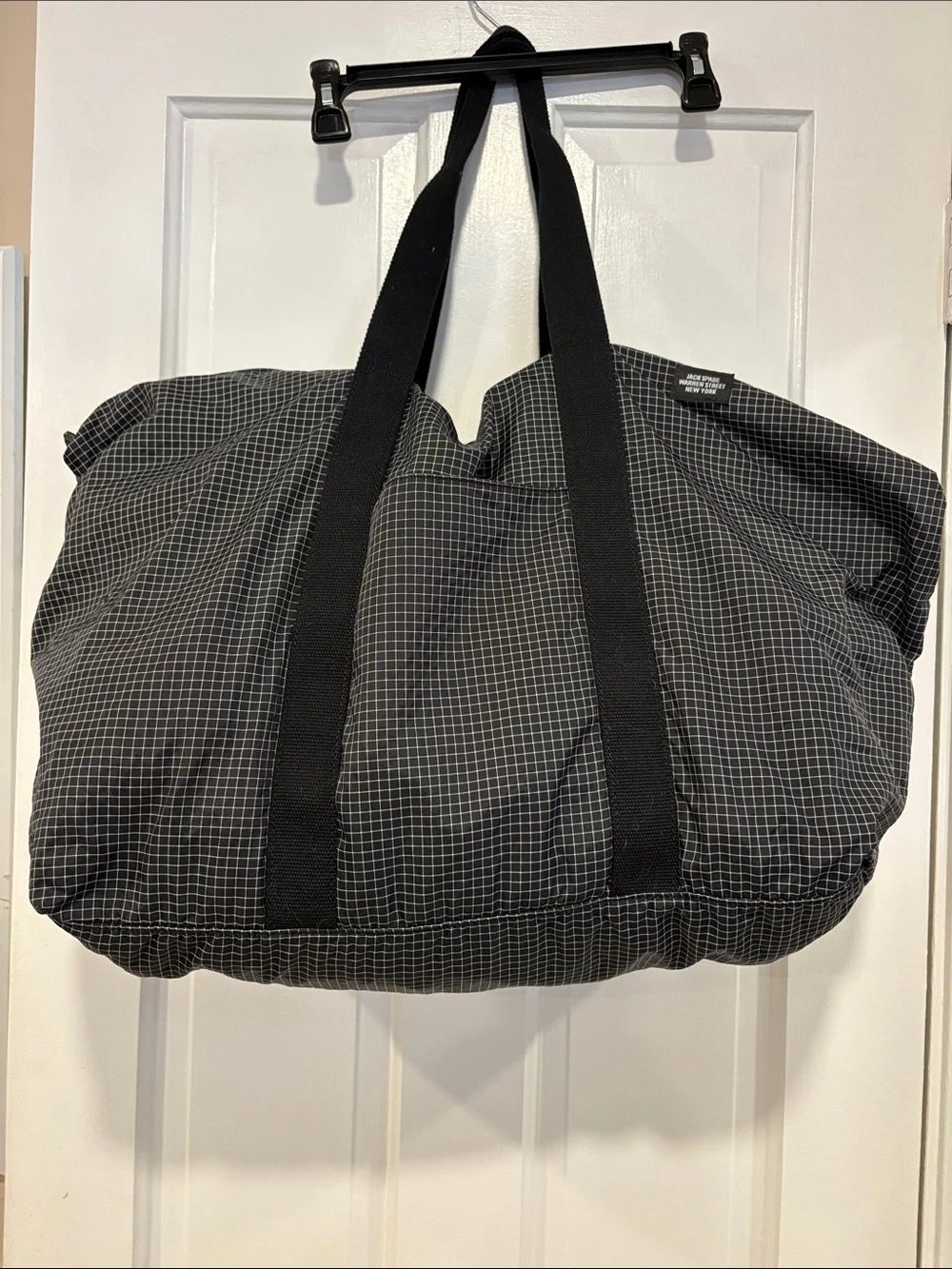 Jack Spade Warren Street NY Packable Travel Duffel Bag Black Grid Check